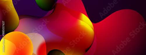A high contrast abstract art featuring glowing fluid spheres and intense red and yellow color transitions