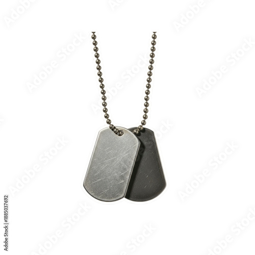 Two dog tags on beaded chain