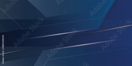 Abstract dark blue overlap shadow and lights background. Papercut template vector with straight line and shadow. Dark blue background with trendy pattern design.