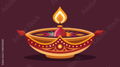 Traditional diya illuminating the festive atmosphere Vector