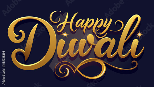 Elegant diwali greeting with golden script Vector