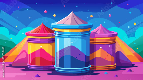 Colorful spires in a fantastical landscape Vector