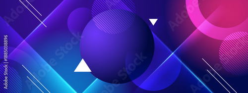 Advanced digital art featuring purple spheres and blue light streaks with geometric triangles and a glowing lens flare effect