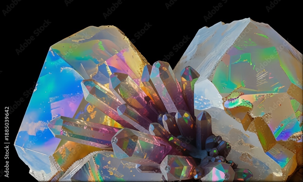 Fototapeta premium A close-up view of a colorful crystal formation on a black background