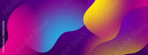 High contrast abstract design with flowing purple waves and bright yellow light highlights creating depth
