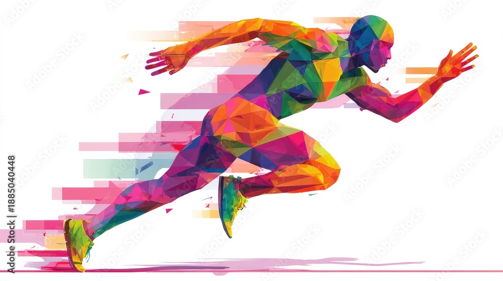 Fototapeta premium runner in motion with colorful paint strokes