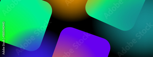 Modern abstract arrangement of large rounded blocks with glowing spherical light effects in center