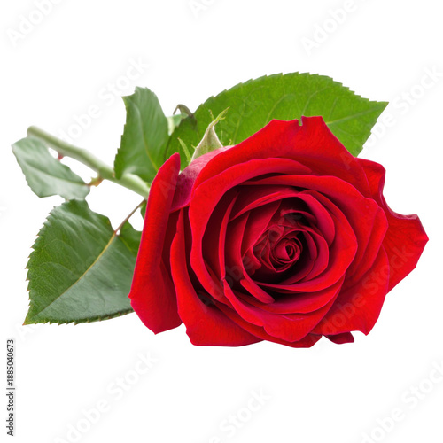  Single red rose isolated on white background