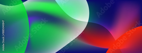 Softly lit green and red translucent shapes blending together to create a mysterious and organic atmospheric texture