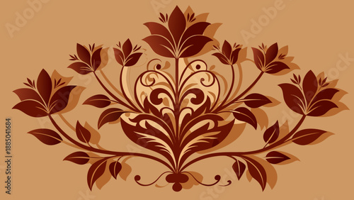 Intricate floral design with elegant swirls and leaves Vector