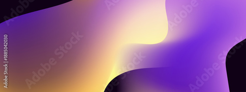 Elegant fluid motion background with a striking contrast between deep purple and luminous golden yellow gradients