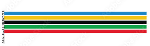 Five horizontal colored stripes on white.