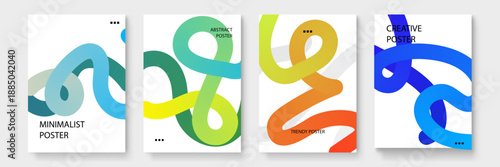 Energetic abstract posters featuring cyan and yellow fluid lines that symbolize creativity and modern digital innovation