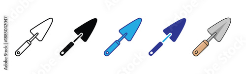 Vector illustration icon a set of colorful trowel icons in different colors and styles