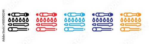 Vector illustration icon a collection of colorful paperclip icons in various colors