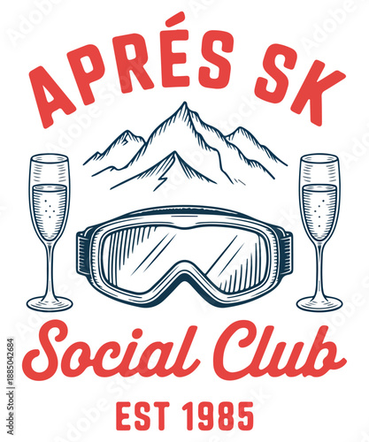 Apres Ski Social Club Goggles Illustration Winter Apparel