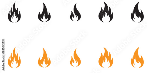 Black and orange fire flame icons.