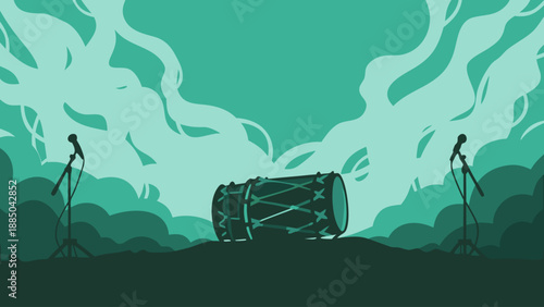 Two hikers with telescopes observing an enigmatic sky phenomenon Vector