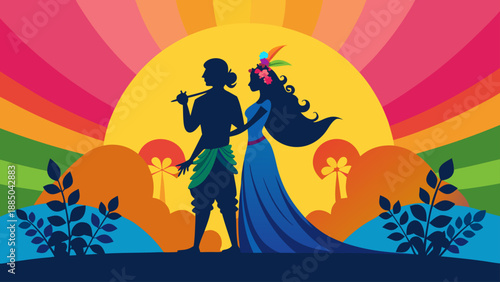 Vibrant sunset celebration of unity and love Vector