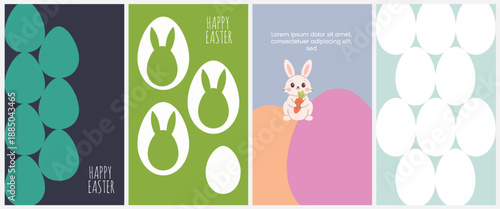 Easter themed illustrations with eggs and bunny