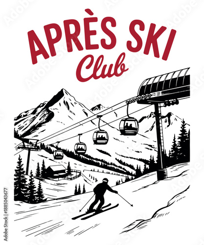 Apres Ski Social Club Classic Mountain Logo Design