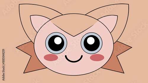 Adorable cartoon cat with large eyes and triangular ears Vector