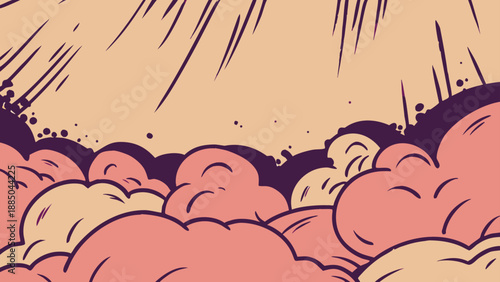 Vibrant sunrise over rolling clouds Vector