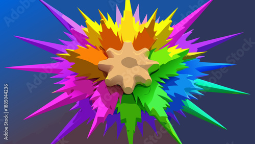 Explosive burst of colorful energy radiating outwards Vector