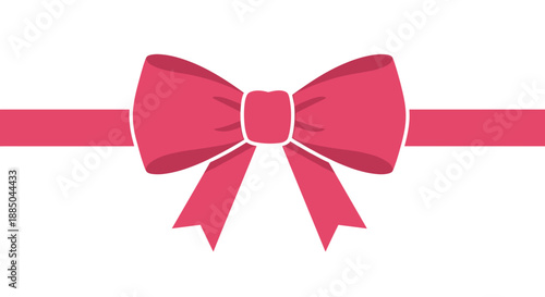 Elegant pink bow with intricate detail isolated on a crisp white background, showcasing a stylish back view with ribbon extending horizontally