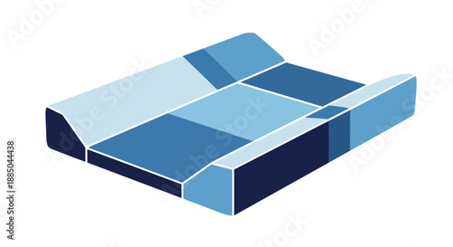 Geometric blue changing mat with angular design isolated on a white background