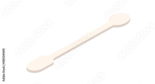 Single sugar stir stick isolated on a clean white background, minimalistic design with smooth edges and soft shadows