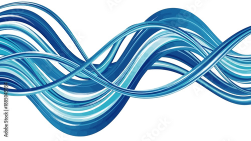 Abstract blue wavy lines intertwining and swirling together.