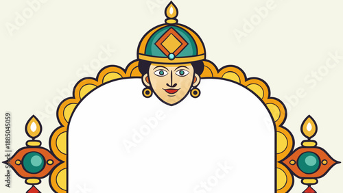 Decorative arch with traditional female portrait and candles Vector