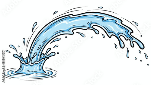 Splashing Water Droplets in Motion with Blue Liquid.