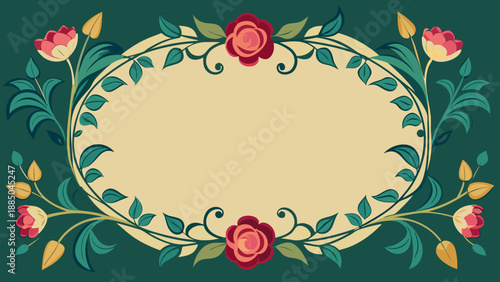 Elegant floral border with vibrant roses and leaves Vector