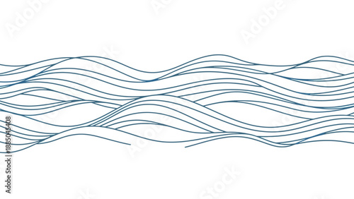 Wallpaper Mural Blue wavy lines on white background, abstract flowing pattern. Torontodigital.ca