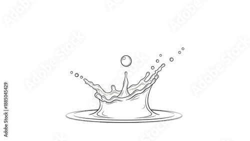 Wallpaper Mural Simple line art illustration of a water splash with droplets. Torontodigital.ca