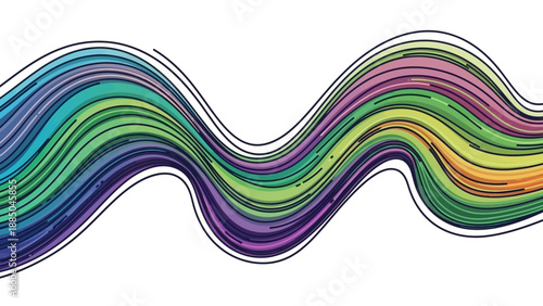 Wallpaper Mural Vibrant multicolored wavy lines layered on top of each other. Torontodigital.ca