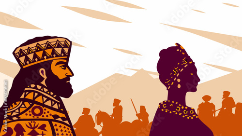 Ancient monarchs surveying their kingdom Vector