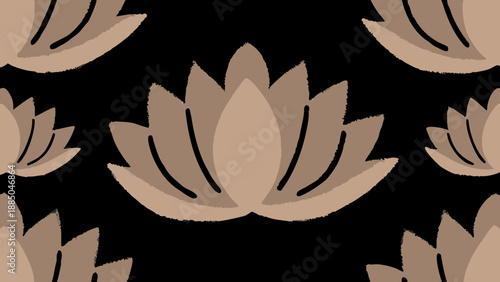 Elegant beige lotus flowers on dark background Vector