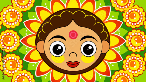 Illustration of a young girl with sunflower features Vector