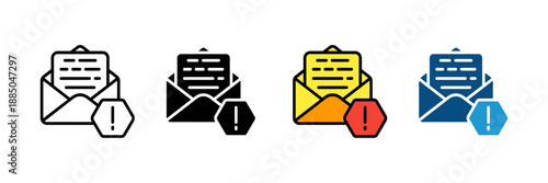 Mail with Warning Icon for Alert Notification and Email Security