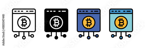Cryptocurrency Mining Rig Icon Set for Bitcoin Blockchain and Digital Finance