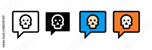 Skull Chat Icon, Dark Messaging Symbol Vector