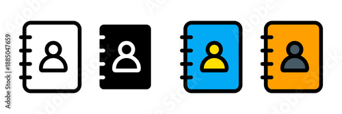 Contact Notebook Icon Set, User Address Book Symbol