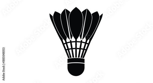 A simple black and white illustration of a classic badminton shuttlecock