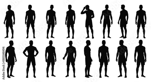 Silhouettes of people in varied poses depicting human figures and body language