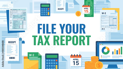 Tax Report Filing Vector Illustration