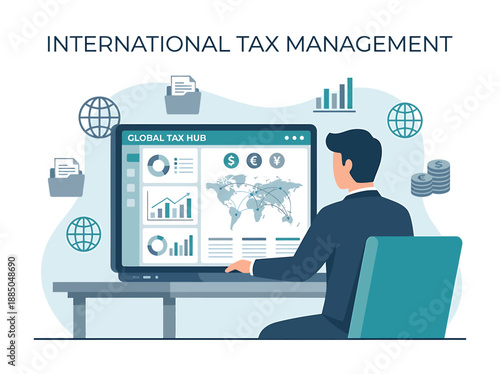 International Tax Management Vector Graphic