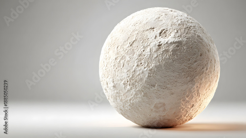 a stone ball in front of blurry background with light